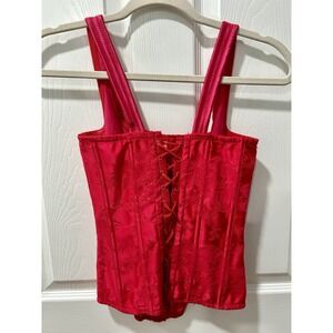 Red Ribbed Bandage Corset Top Sz 32 New Devil Halloween Sexy Coquette